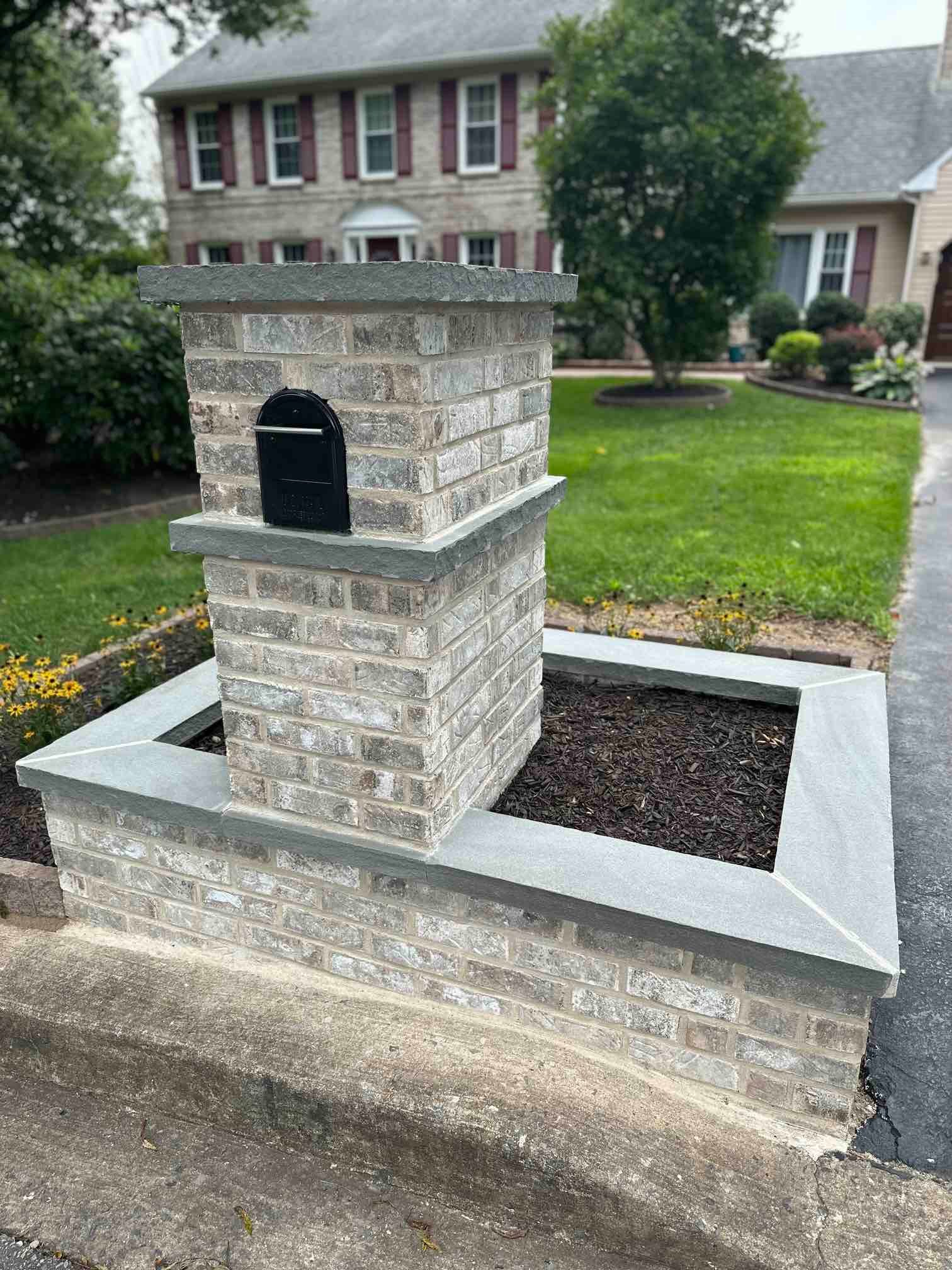 Custom Stone Masonry Mailbox With Flowerbed