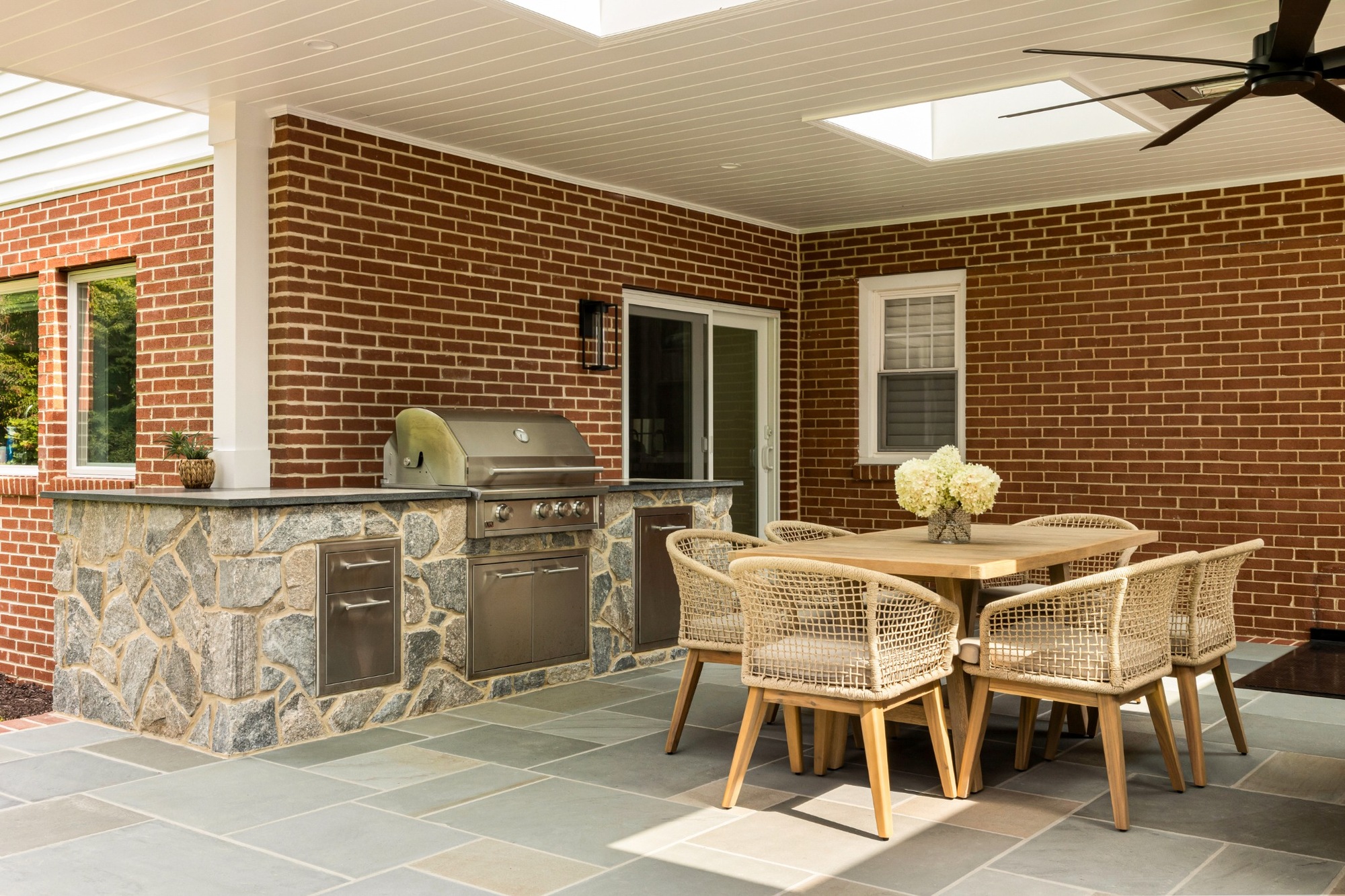 wilmington de patio project covered dining area with stone outdoor kitchen and grill